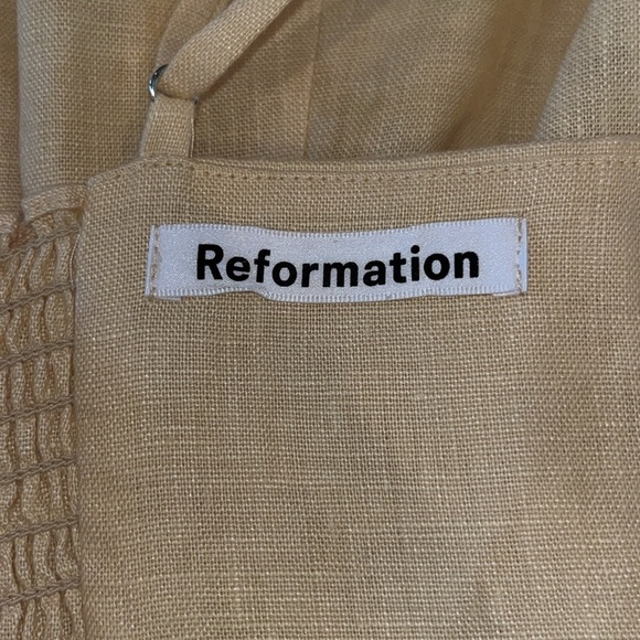 Reformation Roarke Linen Sweetheart-neck Dress in Parmesan yellow | size 4 - Picture 6 of 12